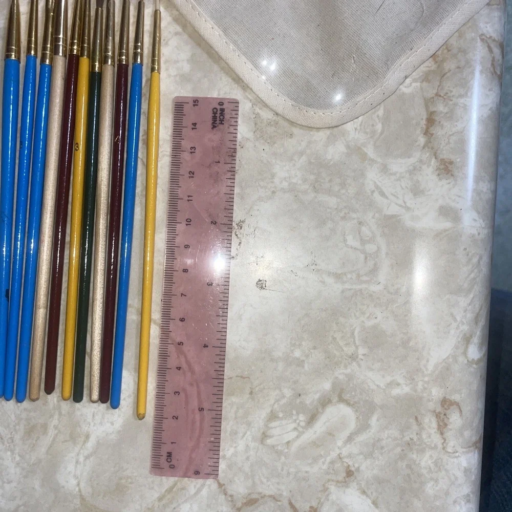 Artist Supplies Paint Brushes No.‎ 2 Pencils Ruler Zippered Pouch